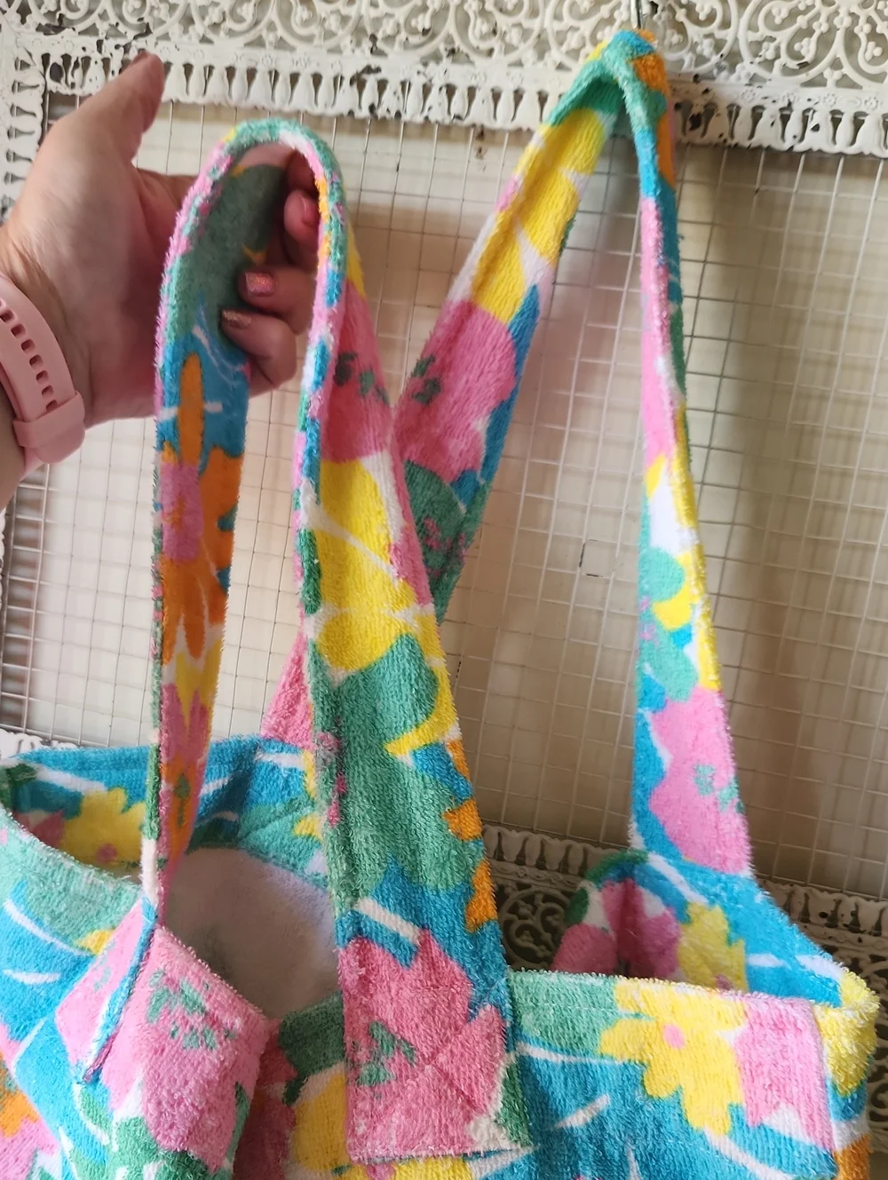 Show Me Your MUMU Floral Bag Tote Terrycloth Resortwear